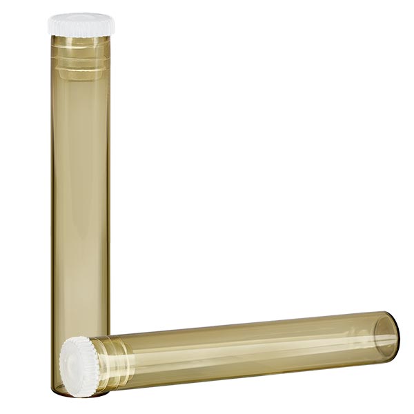 Tuba na globule z jantarov&#233;ho skla o objemu cca 1,8 g