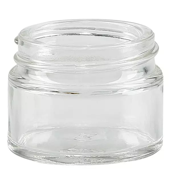Dóza na mast (skleněná dóza) 15 ml čirá, bez víčka, závit 38 mm/R3 Dóza na mast (skleněná dóza) 15 ml čirá, bez víčka, závit 38 mm/R3