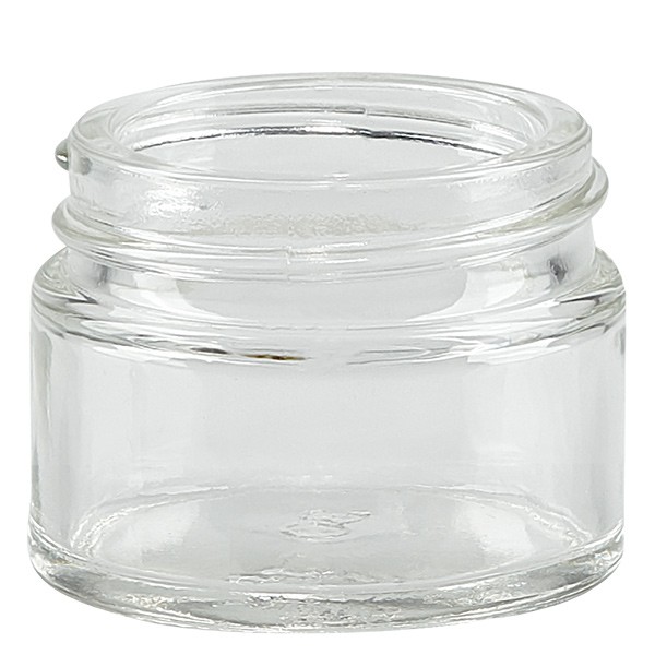 Dóza na mast (skleněná dóza) 15 ml čirá, bez víčka, závit 38 mm/R3 Dóza na mast (skleněná dóza) 15 ml čirá, bez víčka, závit 38 mm/R3