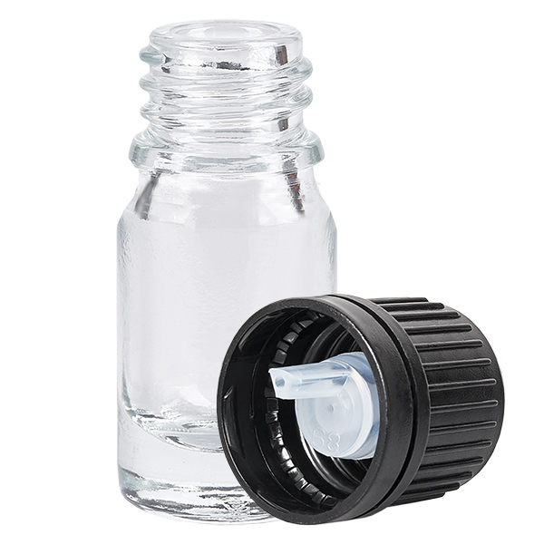 5ml lahvička s kapátkem 1mm černá s tamper-evidentním uzávěrem ClearLine UT18/5 5ml lahvička s kapátkem 1mm černá s tamper-evidentním uzávěrem ClearLine UT18/5
