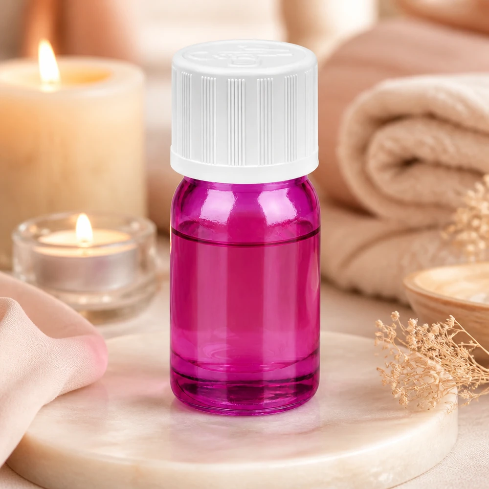 5ml lahvička s kapátkem 1,2 mm bílá standardní PurpleLine odolná proti otevření dětmi. UT18/5 Elegante violette 5ml Tropfflasche aus Glas perfekt für Reise und unterwegs