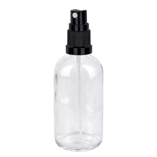 100ml lahvička s rozprašovačem černá/transparentní standardní uzávěr ClearLine UT18/100 ClearLine Glassprayflasche 100ml transparent schwarz ideal für Parfum und Lotionen