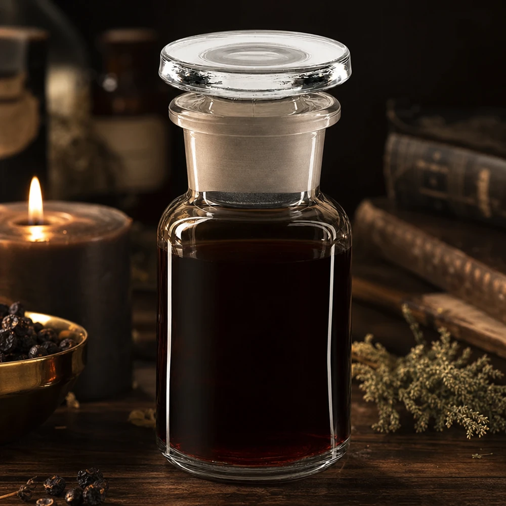 Láhev s kulatým ramenem 50ml čirá skleněná zátka se širokým hrdlem Transparente Sammelflasche 50ml Rundschulter mit breitem Glasstopfen für Naturheilkunde