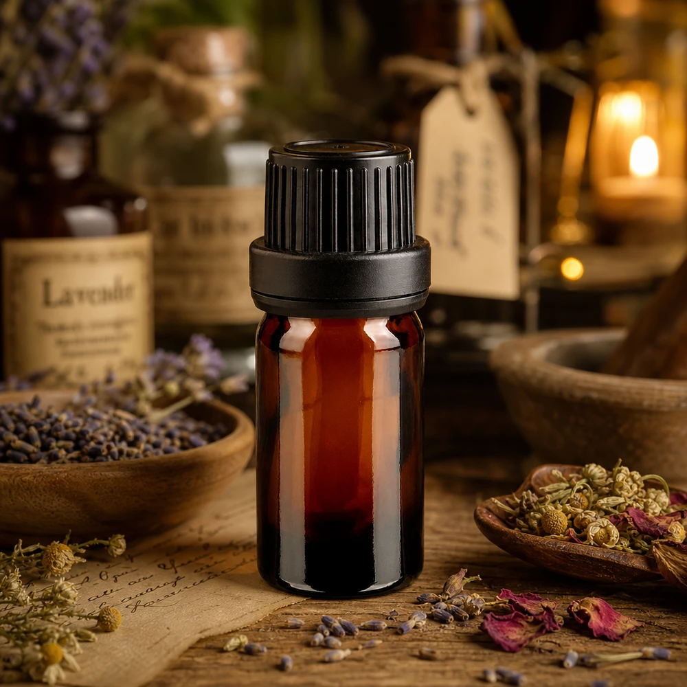 Handliche 5ml Braunglasflasche mit originalversiegeltem Schwarzverschluss für Pflanzenauszüge