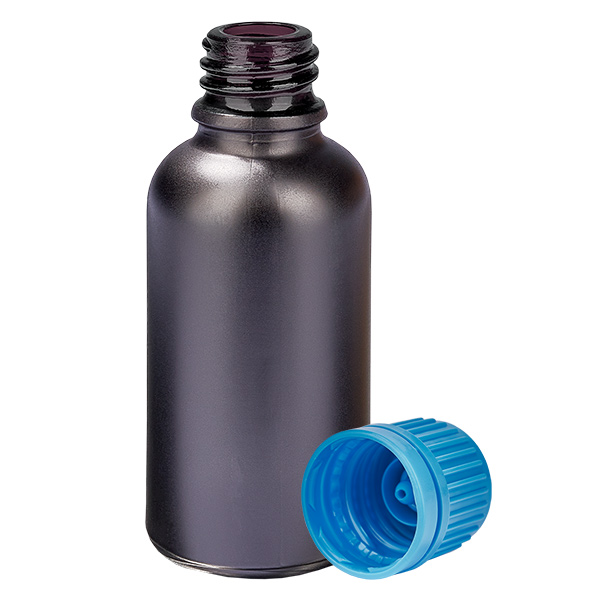 30ml láhev 11mm šroubovací uzávěr modrý uzávěr s ochranou proti manipulaci BlackLine UT18/30 30ml láhev 11mm šroubovací uzávěr modrý uzávěr s ochranou proti manipulaci BlackLine UT18/30