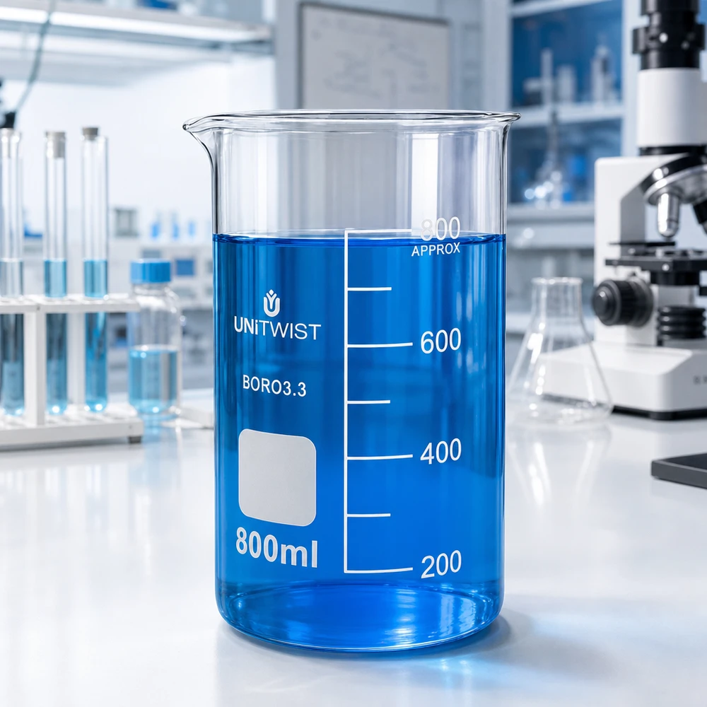 Kádinka 800 ml borosilikátová, vysoká forma UNiTWIST Borosilikat Becherglas 800ml UNITWIST hohe Form mit sichtbarem Meniskus für präzises Messen