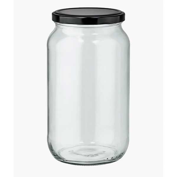 1062ml kulatá sklenice s víčkem BasicSeal černá UNiTWIST