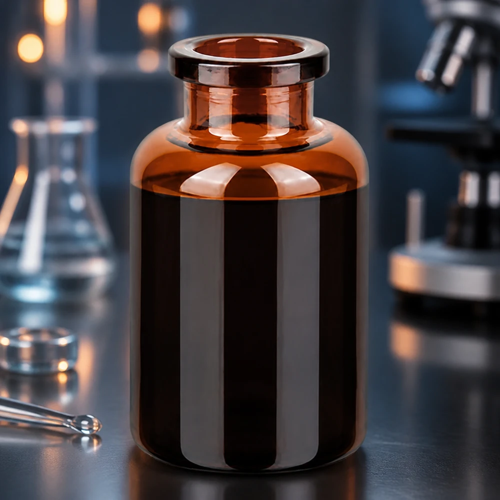 Injekční lahvička z jantarového skla 20ml Hochwertige Injektionsflasche 20ml aus bernsteinfarbenem Borosilikatglas für Injektabilia