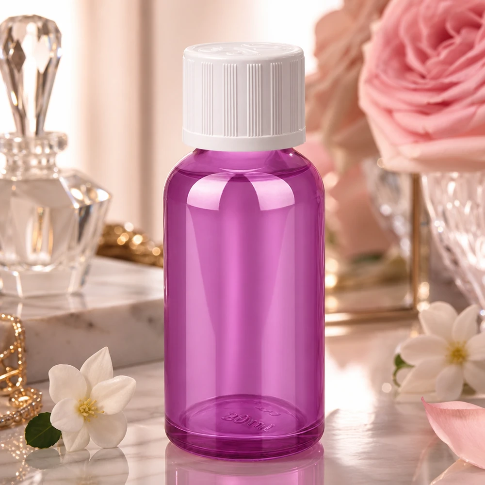 Hochwertige 30ml Glasflasche in Purple mit KiSi-Verschluss für sichere Produktlagerung