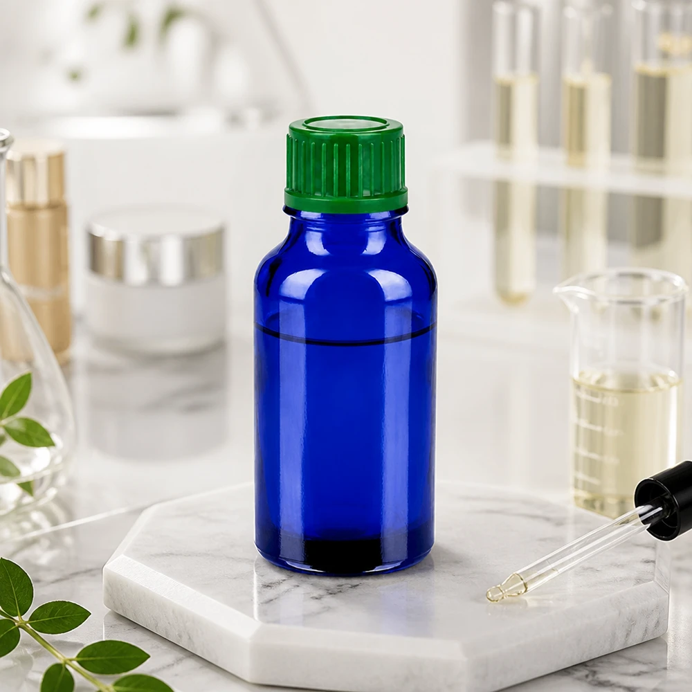 20ml láhev se šroubovacím uzávěrem 11mm zelená Standard BlueLine UT18/20 Sterile 20ml Glasflasche für Medizin und Chemie kobaltblau mit grünem 11mm Verschluss BlueLine UT18/20
