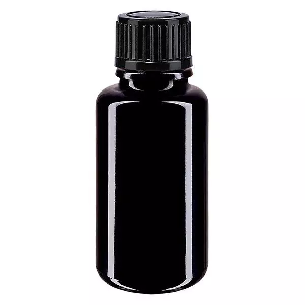 Lékárenská lahvička fialová 20ml kapací uzávěr 1mm černý standardní