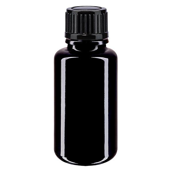 Lékárenská lahvička fialová 20ml kapací uzávěr 1mm černý standardní