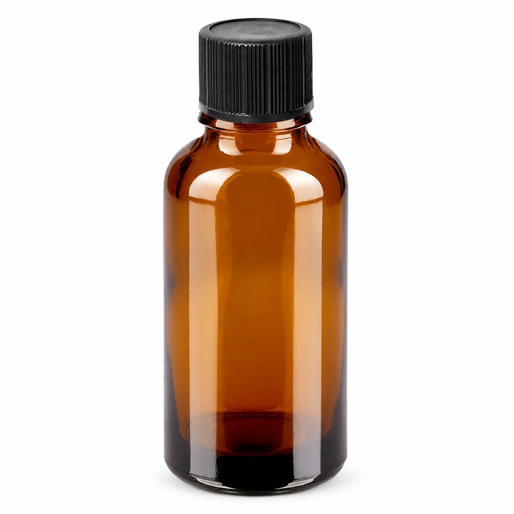 30ml lahvička s kapátkem 1mm černá standardní uzávěr BrownLine UT18/30 Lichtschützende 30ml Flasche aus braunem Glas für präzise Dosierung von Flüssigkeiten