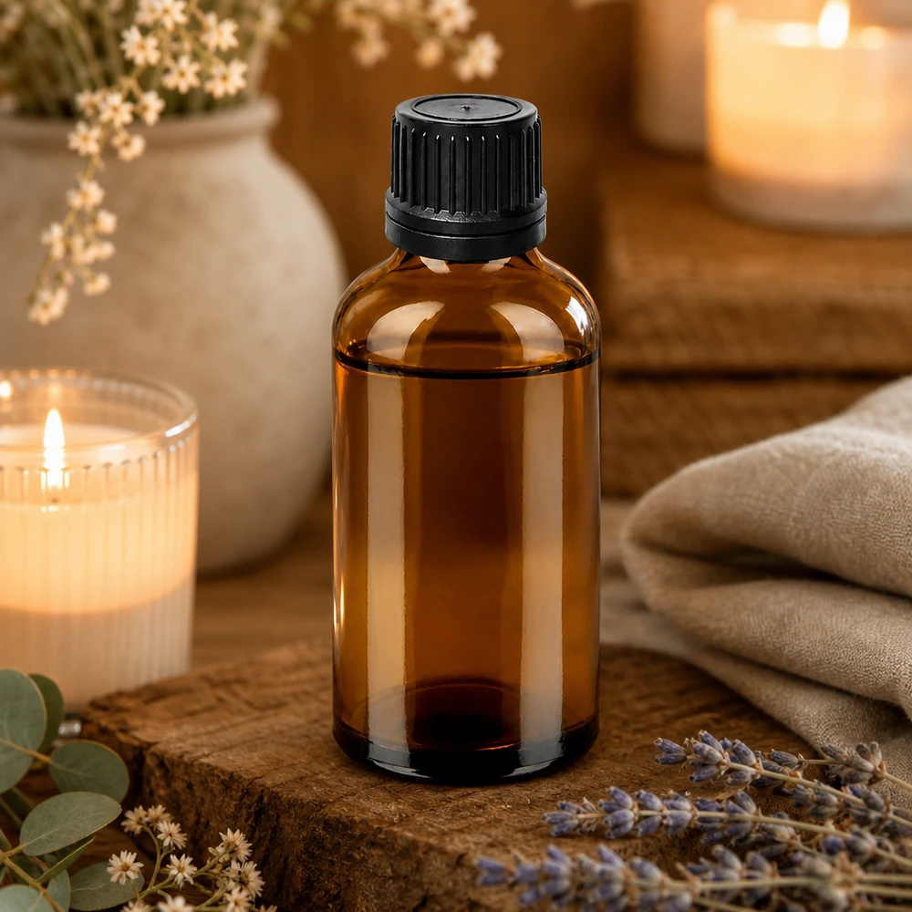 Premium 50ml Tropfflasche aus getöntem Glas mit ergonomischem schwarzem Verschluss