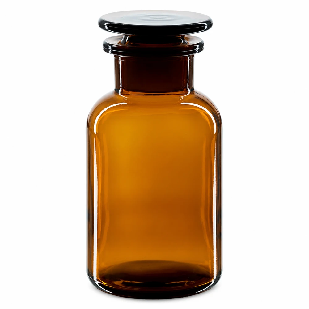 Láhev s kulatým ramenem 250ml hnědá skleněná zátka se širokým hrdlem Rundschulterflasche Braunglas 250ml Weithals Glasstopfen zur sicheren Lagerung