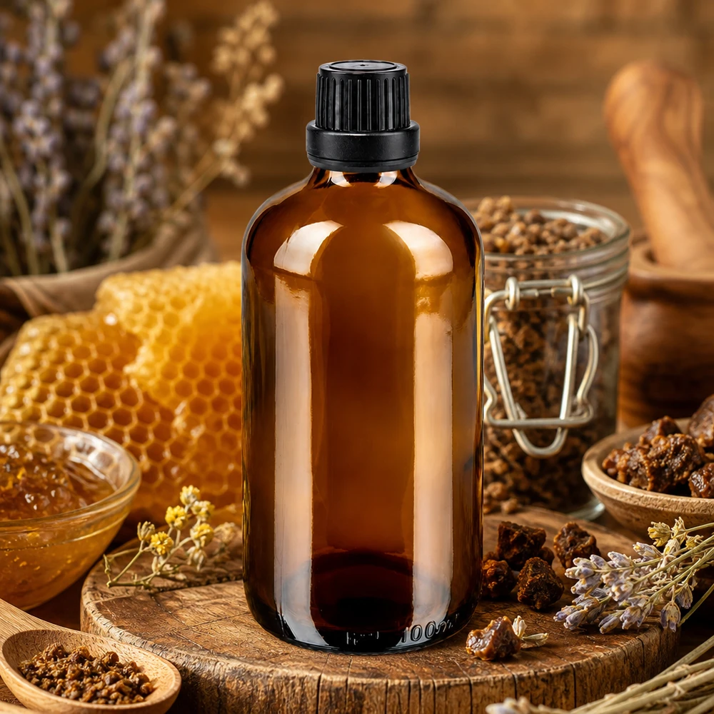 Lékárenská láhev hnědá 100ml šroubovací uzávěr s černou těsnicí vložkou tamper evidentní uzávěr. Hochwertige braune Apothekerflasche 100ml mit schwarzem SV OV 11mm für ätherische Naturprodukte