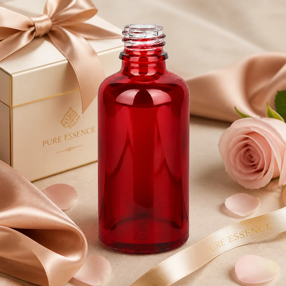 50ml lékárenská láhev RedLine UT18/50 UNiTWIST 50ml rote Glasflasche RedLine UT18/50 mit lichtschutzenden Eigenschaften für empfindliche Substanzen