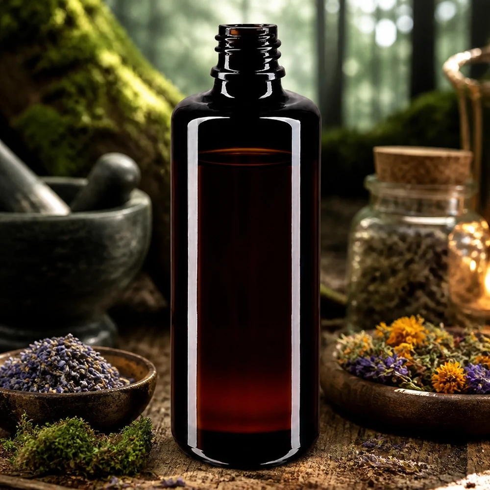 Fialová skleněná lahvička 100ml DIN 18 (Mironglas) Edle Miron Tropfflasche Orion 100ml aus Violettglas für hochwertige Essenzen und Extrakte