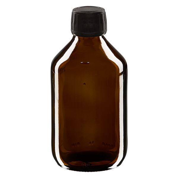250ml lahvička na léky hnědá, černý uzávěr s kroužkem prokazujícím neoprávněnou manipulaci ApoGlas 250ml lahvička na léky hnědá, černý uzávěr s kroužkem prokazujícím neoprávněnou manipulaci ApoGlas