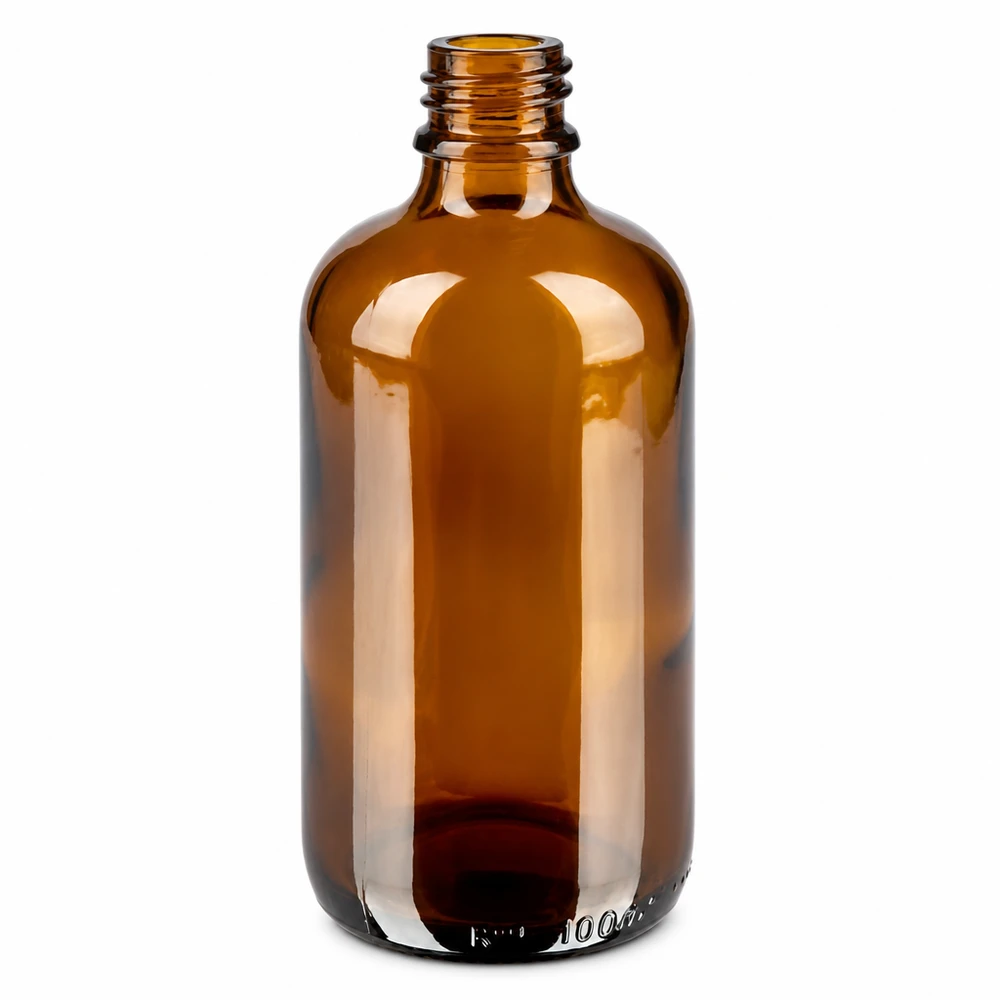 100ml lahvička 11mm šroubovací uzávěr modrý tamper evidentní uzávěr BrownLine UT18/100 Hochwertige 100ml Glasflasche braun mit stabilem 11mm Verschlusssystem für professionelle Nutzung