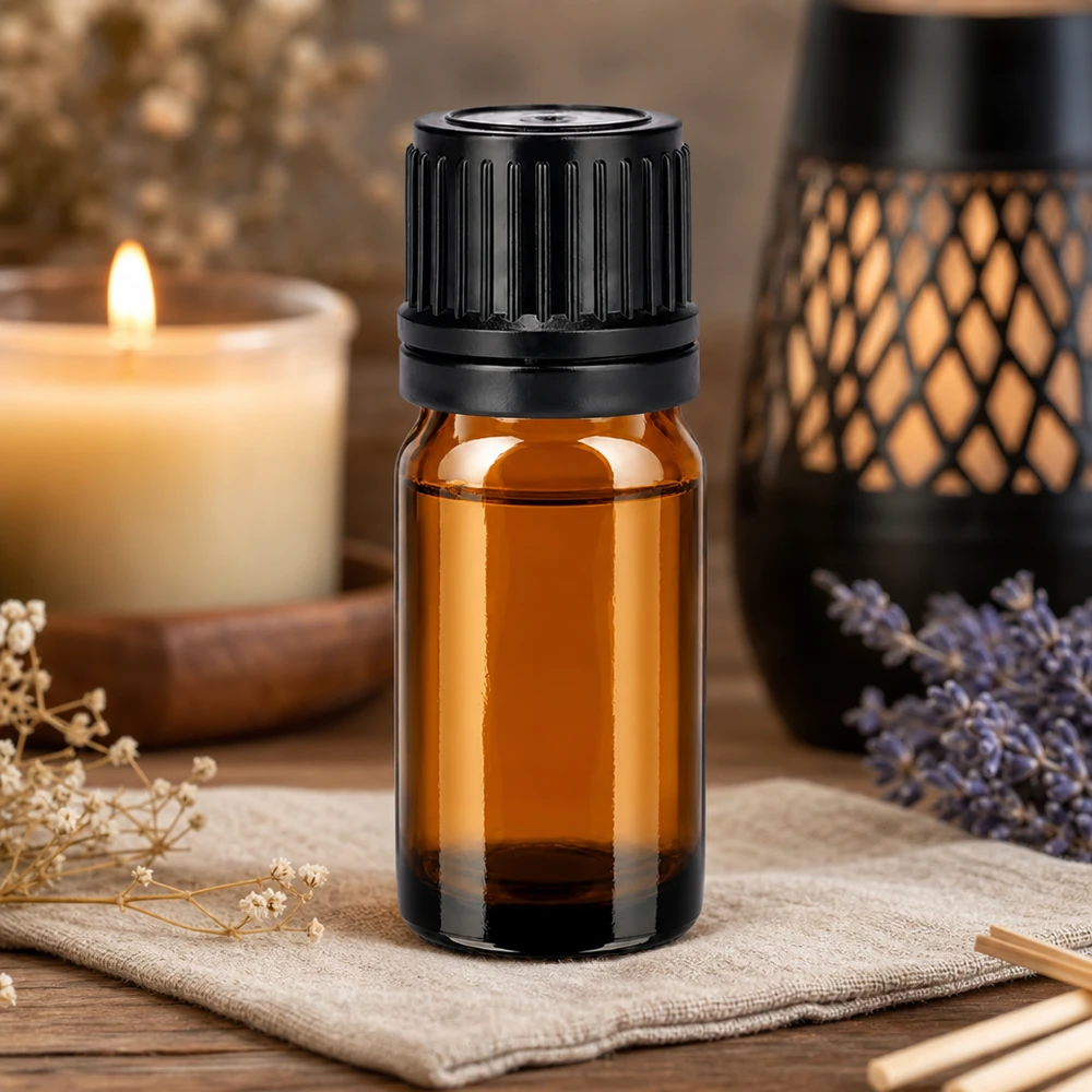 5ml láhev 11mm šroubovací uzávěr černý tamper evidentní uzávěr BrownLine UT18/5 Elegante 5ml Braunglasflasche mit mattem schwarzem Verschluss für hochwertige Essenzen
