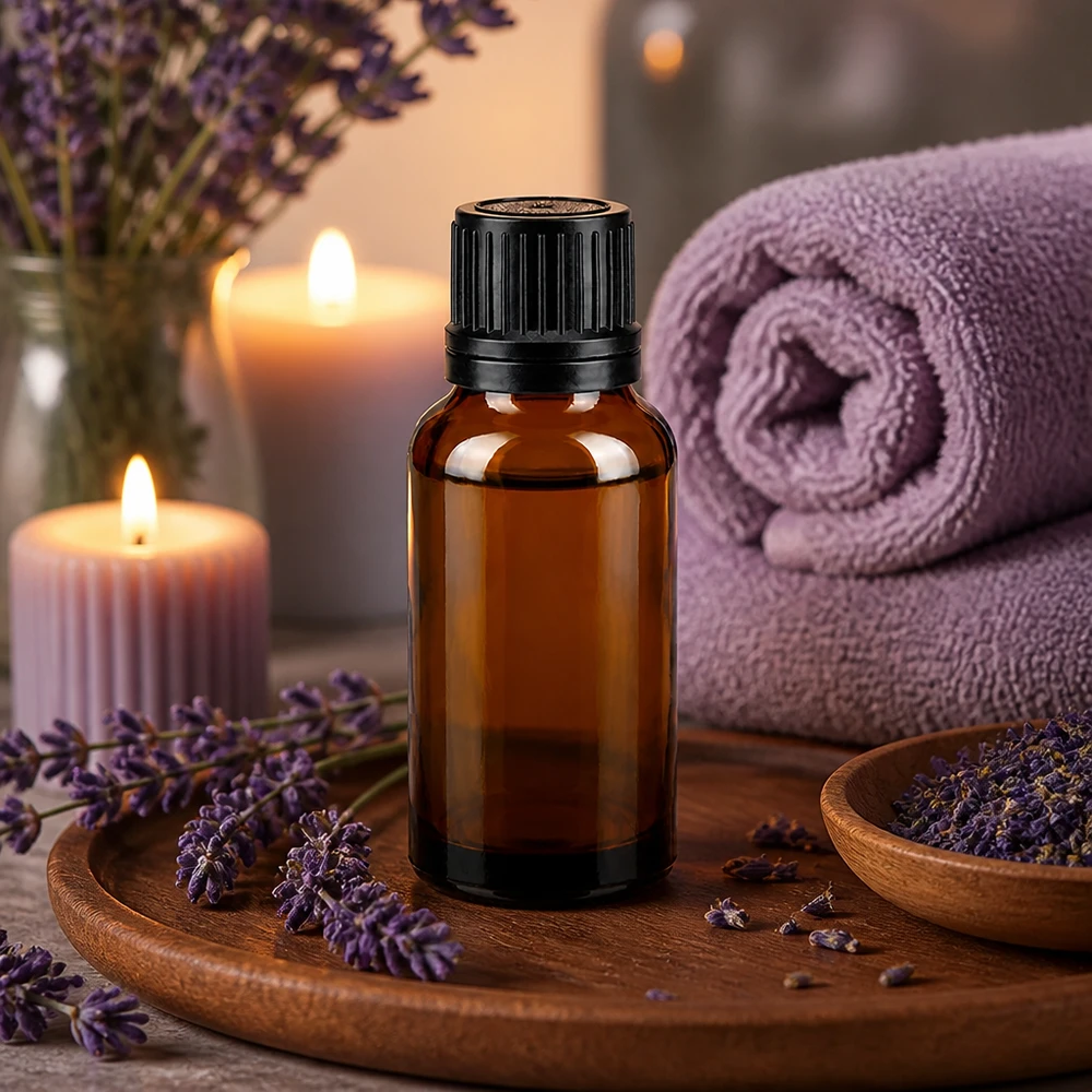 Lichtschutzflasche aus braunem Apothekerglas 20ml mit schwarzem Tropfaufsatz 1mm Bohrung