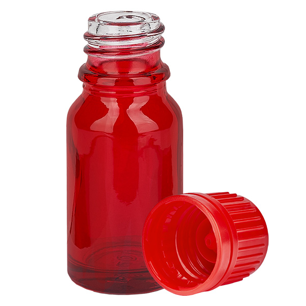 10ml láhev 11mm šroubovací uzávěr červený uzávěr s ochranou proti manipulaci RedLine UT18/10 10ml láhev 11mm šroubovací uzávěr červený uzávěr s ochranou proti manipulaci RedLine UT18/10