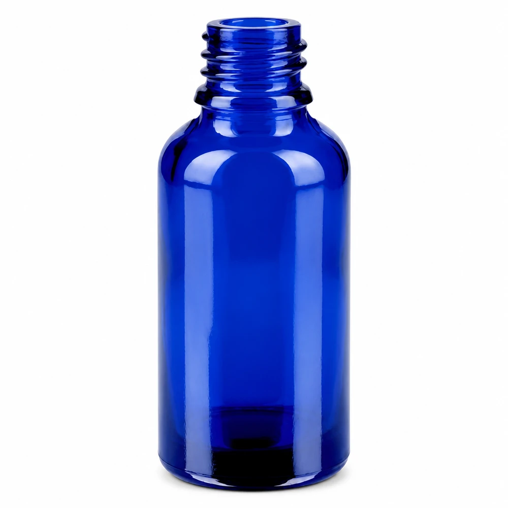 30ml láhev s 11mm šroubovacím uzávěrem modrá Standard BlueLine UT18/30 Hochwertige blaue 30ml Glasflasche mit glatter Oberfläche und elegantem Design