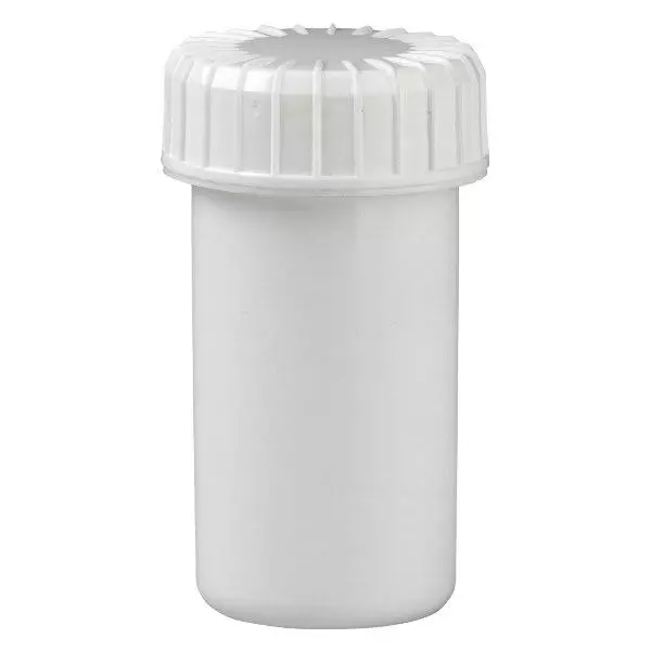 Bílá šroubovací sklenice 20 ml s drážkovaným víčkem Bílá šroubovací sklenice 20 ml s drážkovaným víčkem