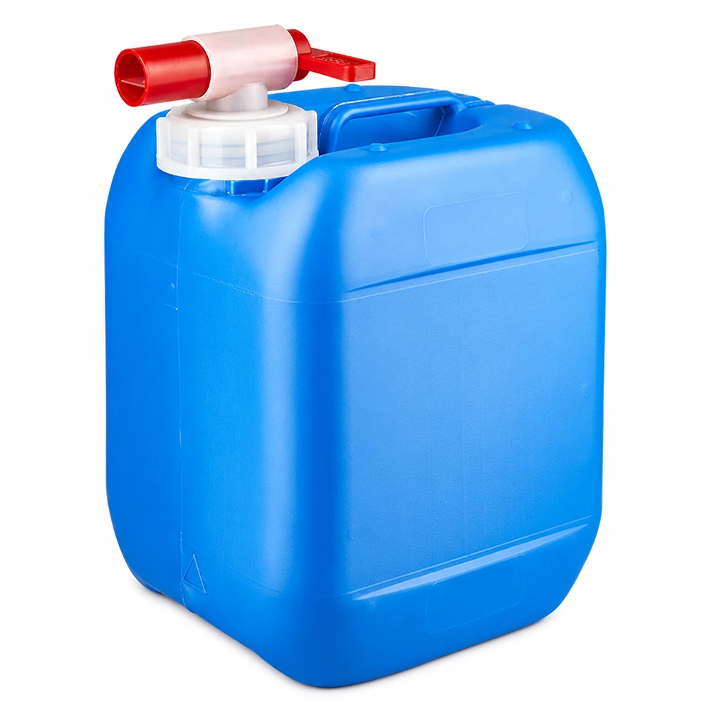 Kanystr 5 litrů modrý s vypouštěcím kohoutem Lebensmittelechter 5 Liter Kunststoffkanister blau mit Auslaufhahn und Tragegriff
