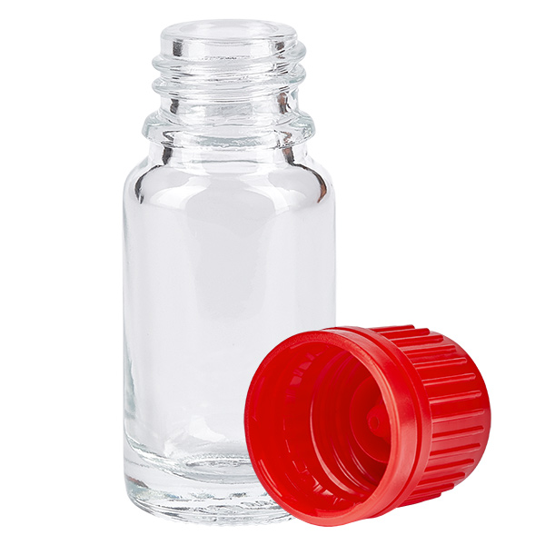 10ml láhev 11mm šroubovací uzávěr červený tamper evidentní uzávěr ClearLine UT18/10 10ml láhev 11mm šroubovací uzávěr červený tamper evidentní uzávěr ClearLine UT18/10