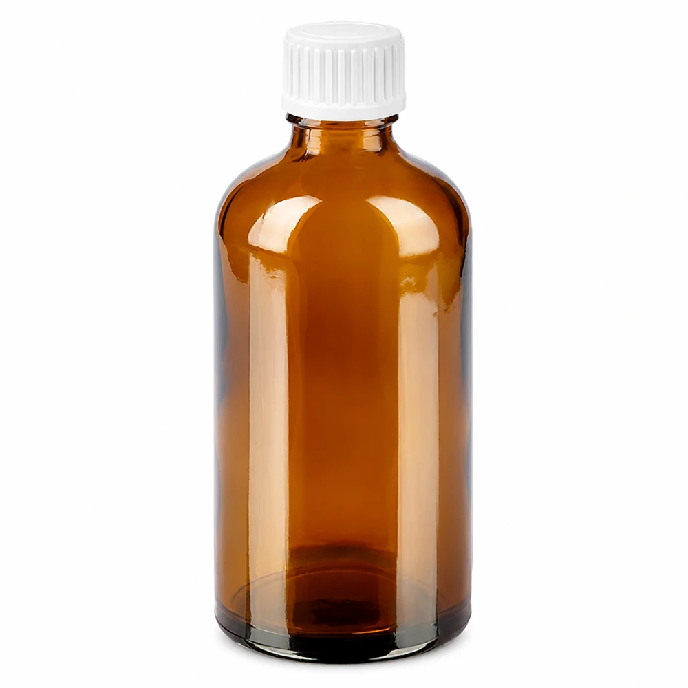 Pharma Tropfflasche braun 100ml für ätherische Öle mit weißem Tropfaufsatz