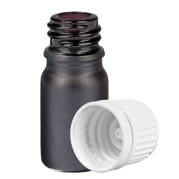 5ml lahvička 11mm šroubovací uzávěr bílý uzávěr s ochranou proti manipulaci BlackLine UT18/5 5ml lahvička 11mm šroubovací uzávěr bílý uzávěr s ochranou proti manipulaci BlackLine UT18/5