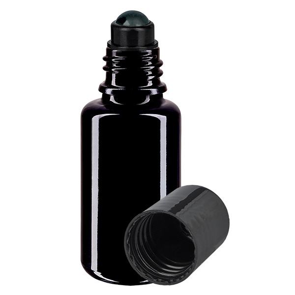 Lékárenská lahvička fialová 20ml roll-on uzávěr černá Lékárenská lahvička fialová 20ml roll-on uzávěr černá
