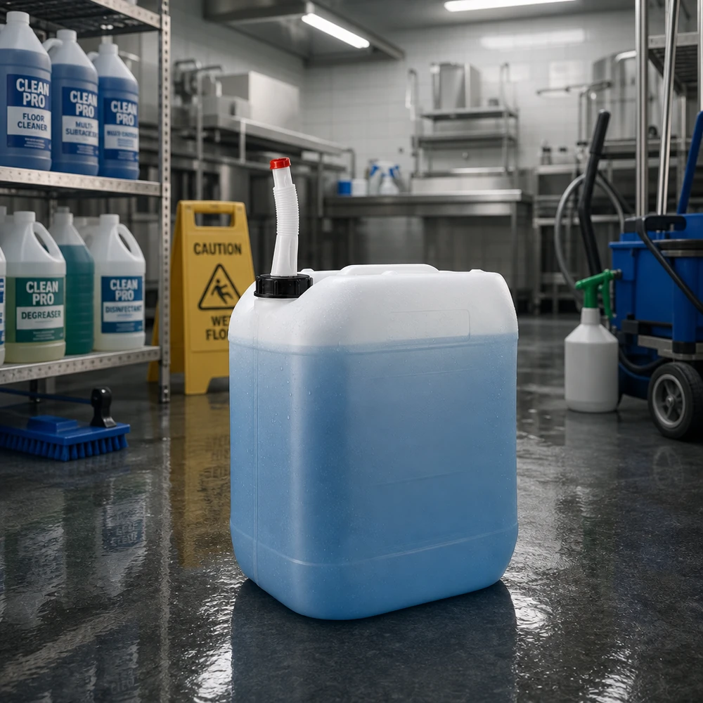 Kanystr o objemu 20 litrů s výpustnou trubkou Flex Robuster Transportkanister 20 Liter mit Flex-Rohr für industrielle Reinigungsanlagen