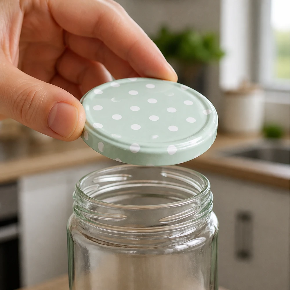 63mm BasicSeal Deckel Punkte mint matt (TO63) UNiTWIST Šroubovací víčko UNiTWIST BasicSeal 63 mm, mátově zelené s tečkami, se nasadí na prázdnou zavařovací sklenici