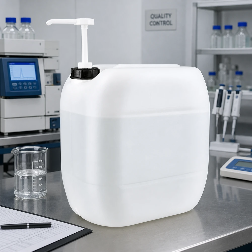Kanystr 30 litrů s dávkovacím čerpadlem Säurebeständiger Chemikalienkanister 30L mit Dosierpumpe für Labor und Industrie