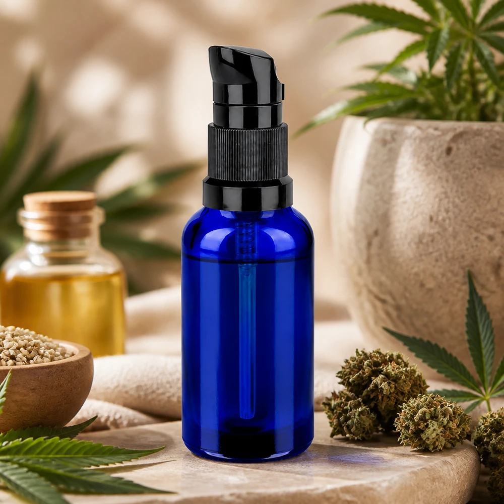 30ml Pumpspender BlueLine aus robustem Glas für langlebige Kosmetikaufbewahrung