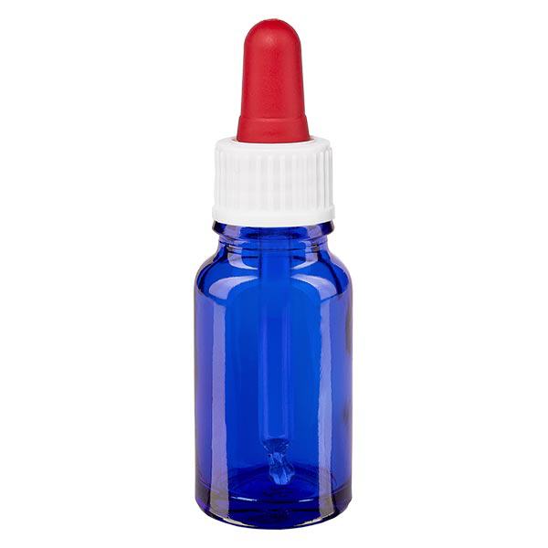 Lékárenská láhev modrá 10ml pipeta bílá/červená standardní Lékárenská láhev modrá 10ml pipeta bílá/červená standardní