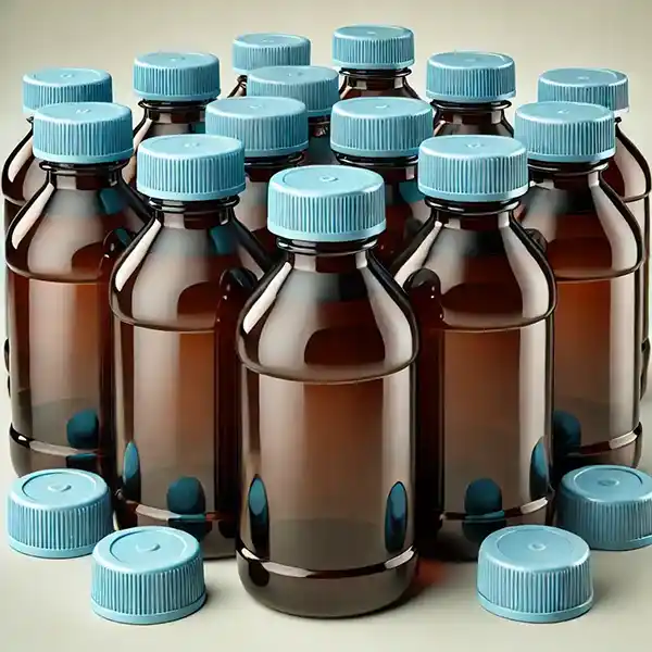 Braune PET-Medizinflaschen Blauer Verschluss