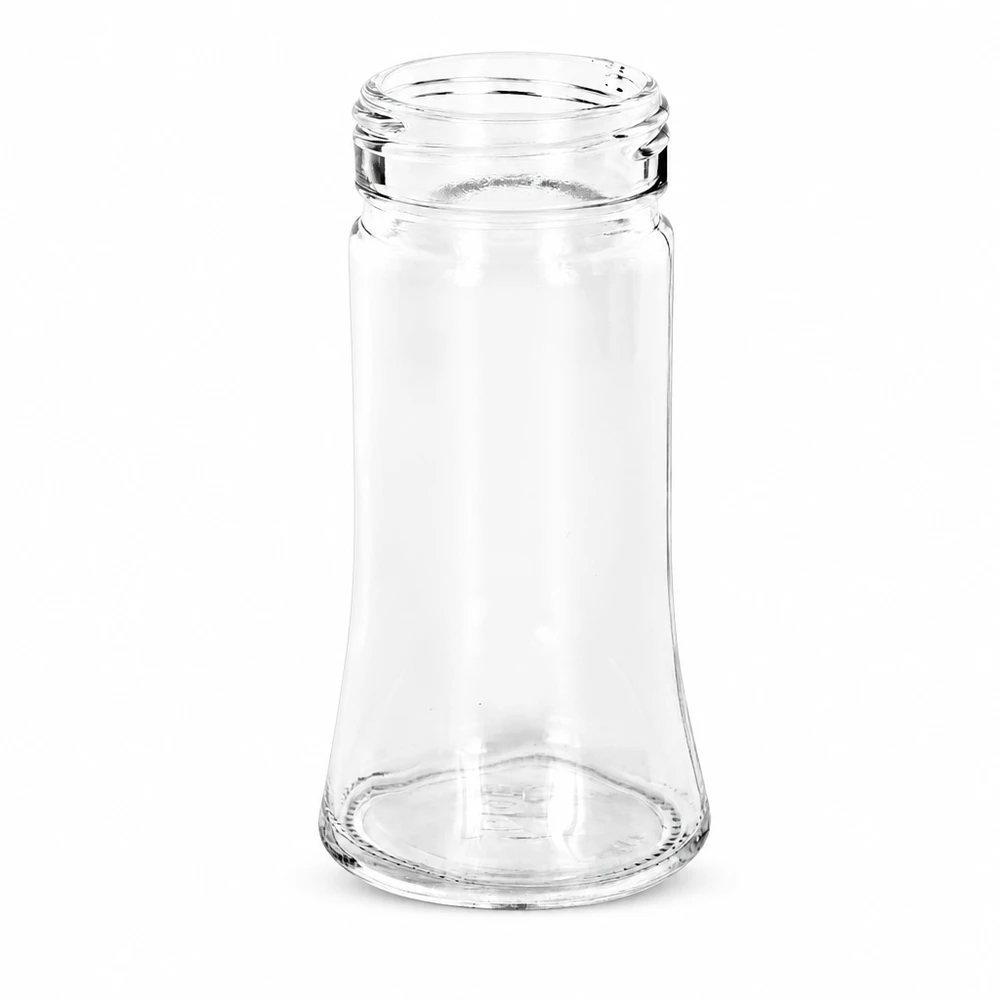 Leeres Bobby Glas 95ml für Gewürze und Salz mit strukturiertem 41mm Gewindekragen