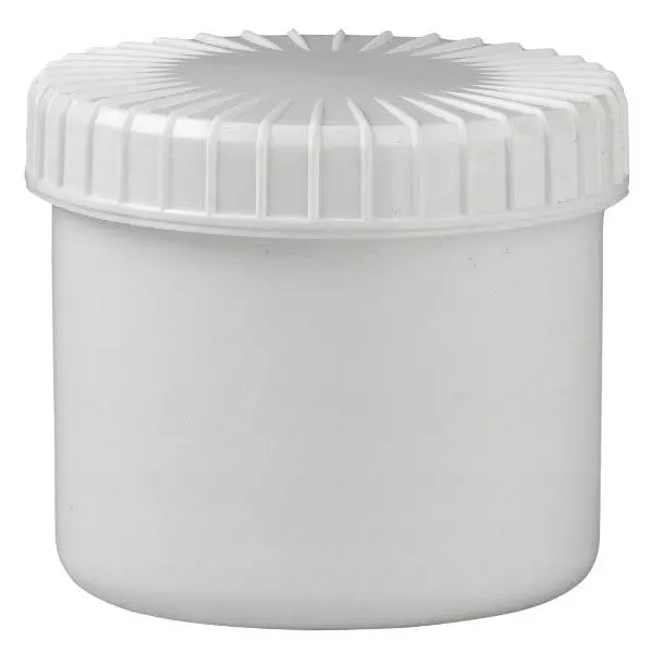 Bílá šroubovací sklenice 135 ml s drážkovaným víčkem Bílá šroubovací sklenice 135 ml s drážkovaným víčkem