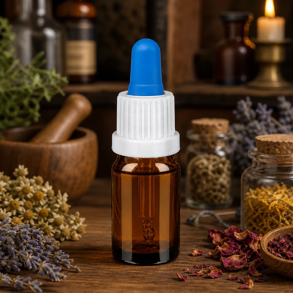 5ml pipetovací láhev bílá/modrý uzávěr s ochranou proti manipulaci BrownLine UT18/5 Universelle 5ml Pipettenflasche mit UV-Schutz und ergonomischer Tropfspitze für Tinkturen
