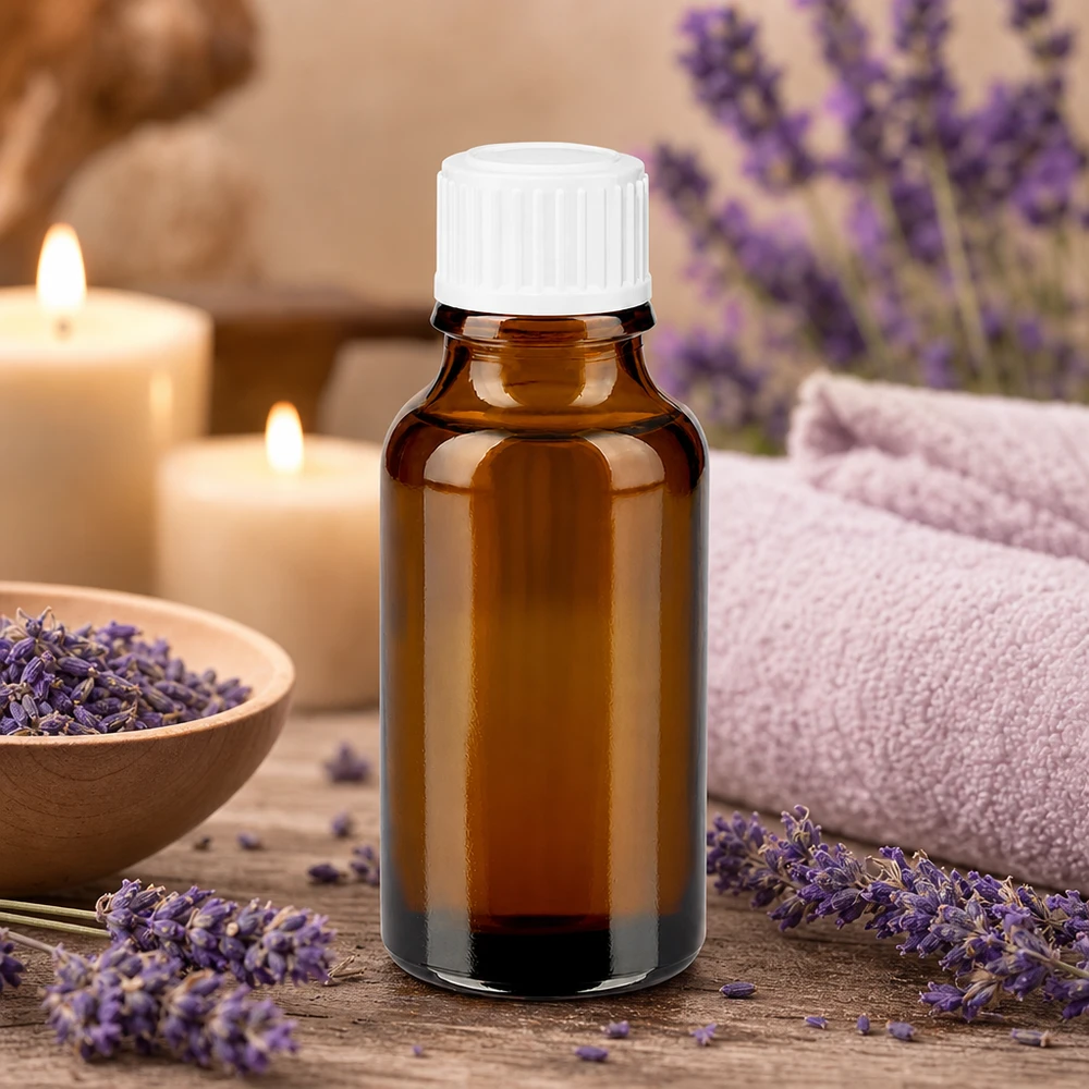 Kompakte Apothekerflasche aus braunem Glas 20ml weißer Verschluss für Naturkosmetik geeignet