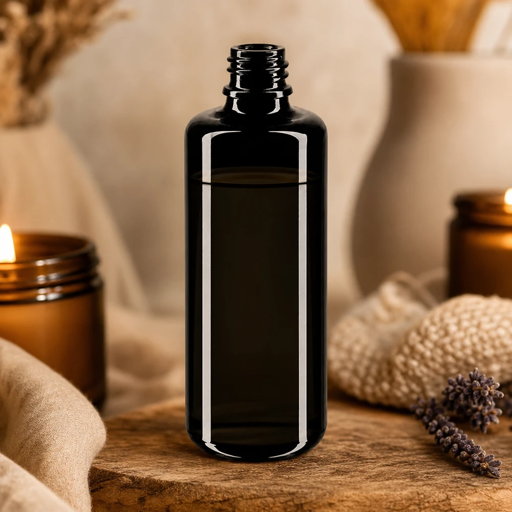 Praktische Tropfflasche Orion 50ml aus Miron Violettglas mit breiter Öffnung für einfaches Befüllen