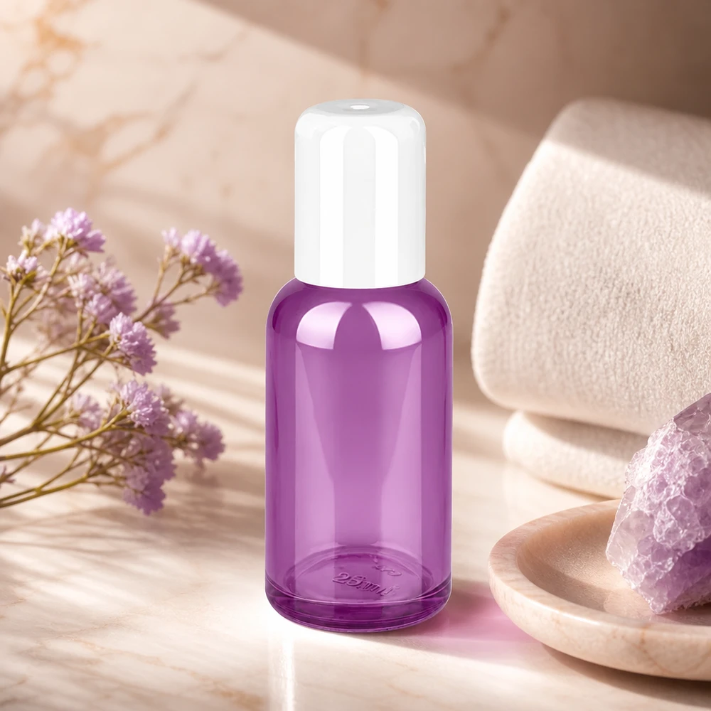 30ml lahvička s globulí bílá standardní PurpleLine UT18/30 30ml violette Roll-On Glasflasche mit präzisem Kugel-Applikator für gezielte Produktverteilung