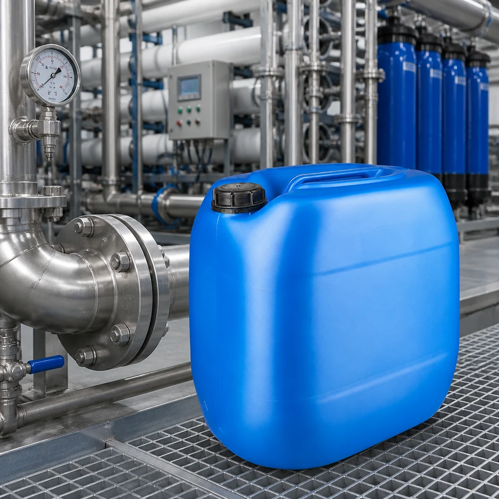 Kanystr Jerrycan 30 litrů modrý se šroubovacím uzávěrem s pojistkou proti otevření. Lebensmittelechter 30L Kanister blau mit sicherem OV-Schraubverschluss für Wasseraufbereitung