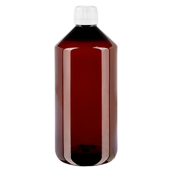 PET láhev 1000ml se standardním bílým uzávěrem s pojistkou proti manipulaci PET láhev 1000ml se standardním bílým uzávěrem s pojistkou proti manipulaci