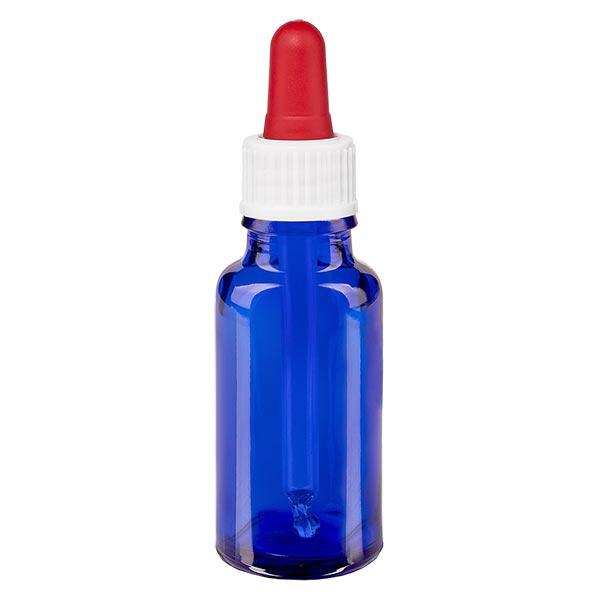 Lékárenská láhev modrá 20ml pipeta bílá/červená standardní Lékárenská láhev modrá 20ml pipeta bílá/červená standardní