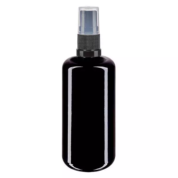 Lékárenská láhev violet 200ml s rozprašovačem černá Lékárenská láhev violet 200ml s rozprašovačem černá